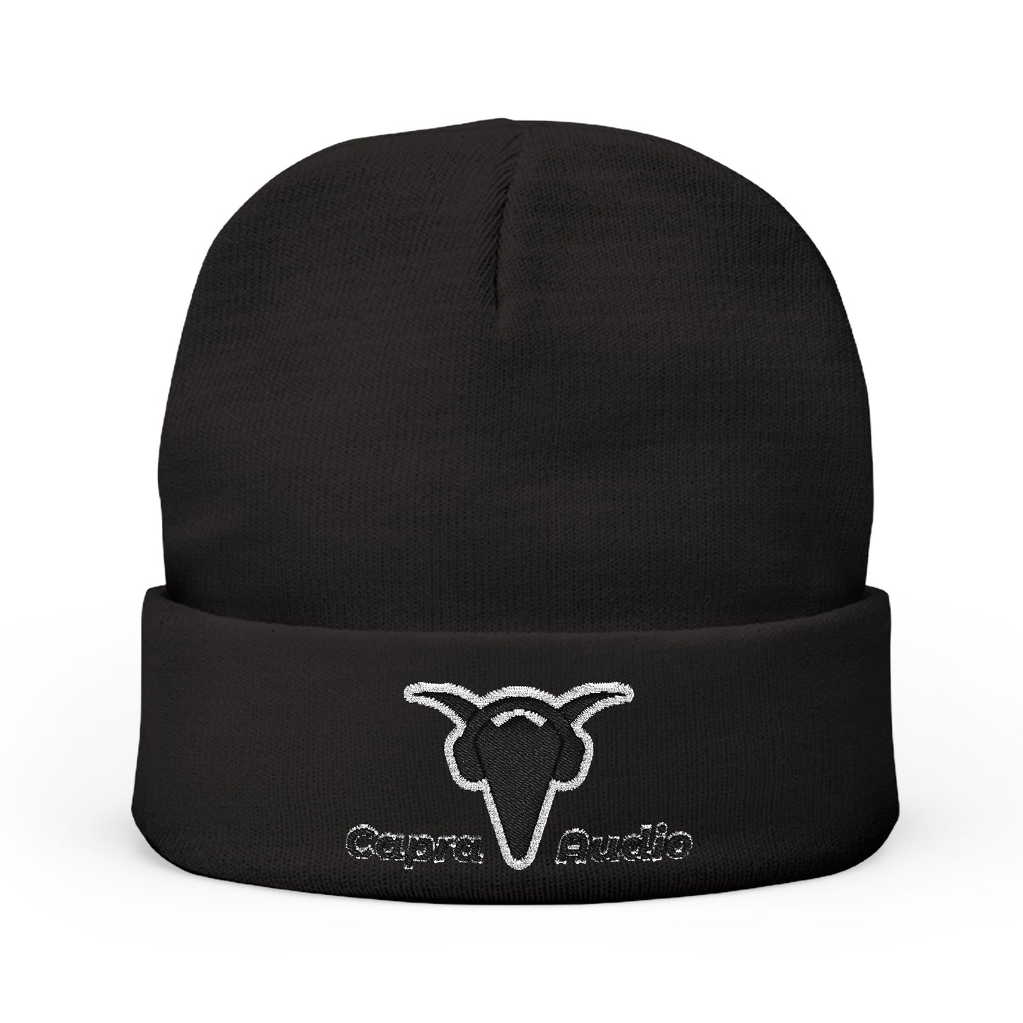 Embroidered Beanie with Capra Audio Design - Cozy Knit Hat for Music Lovers