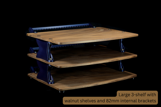 Large Desktop Audio Rack | Internal Brackets | Walnut Shelves