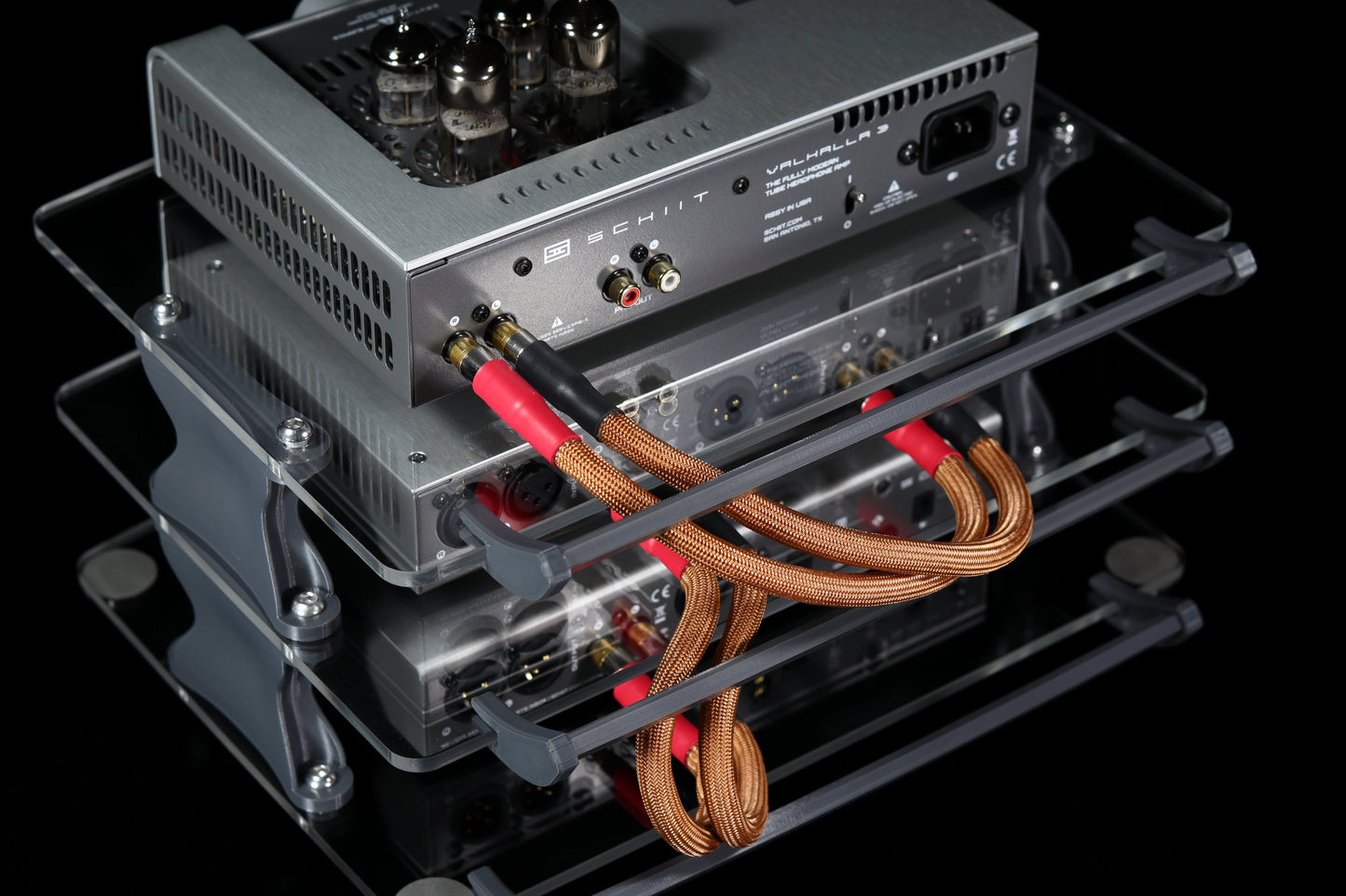 Large Desktop Audio Rack | Internal Brackets | Acrylic Shelves