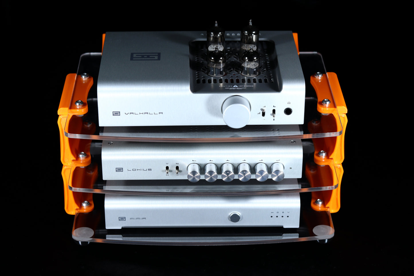 Large Desktop Audio Rack | External Brackets | Acrylic Shelves