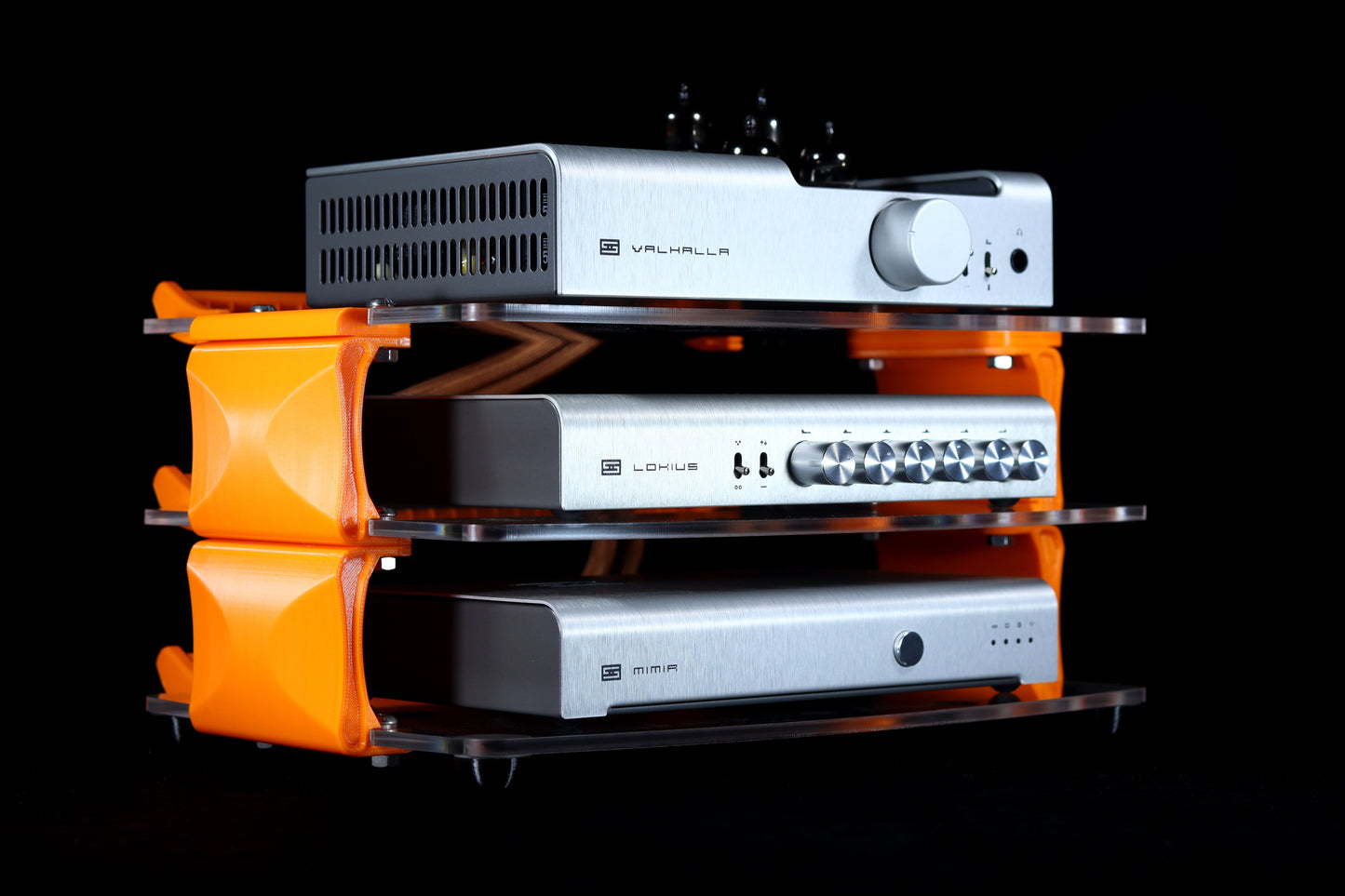 Large Desktop Audio Rack | External Brackets | Acrylic Shelves