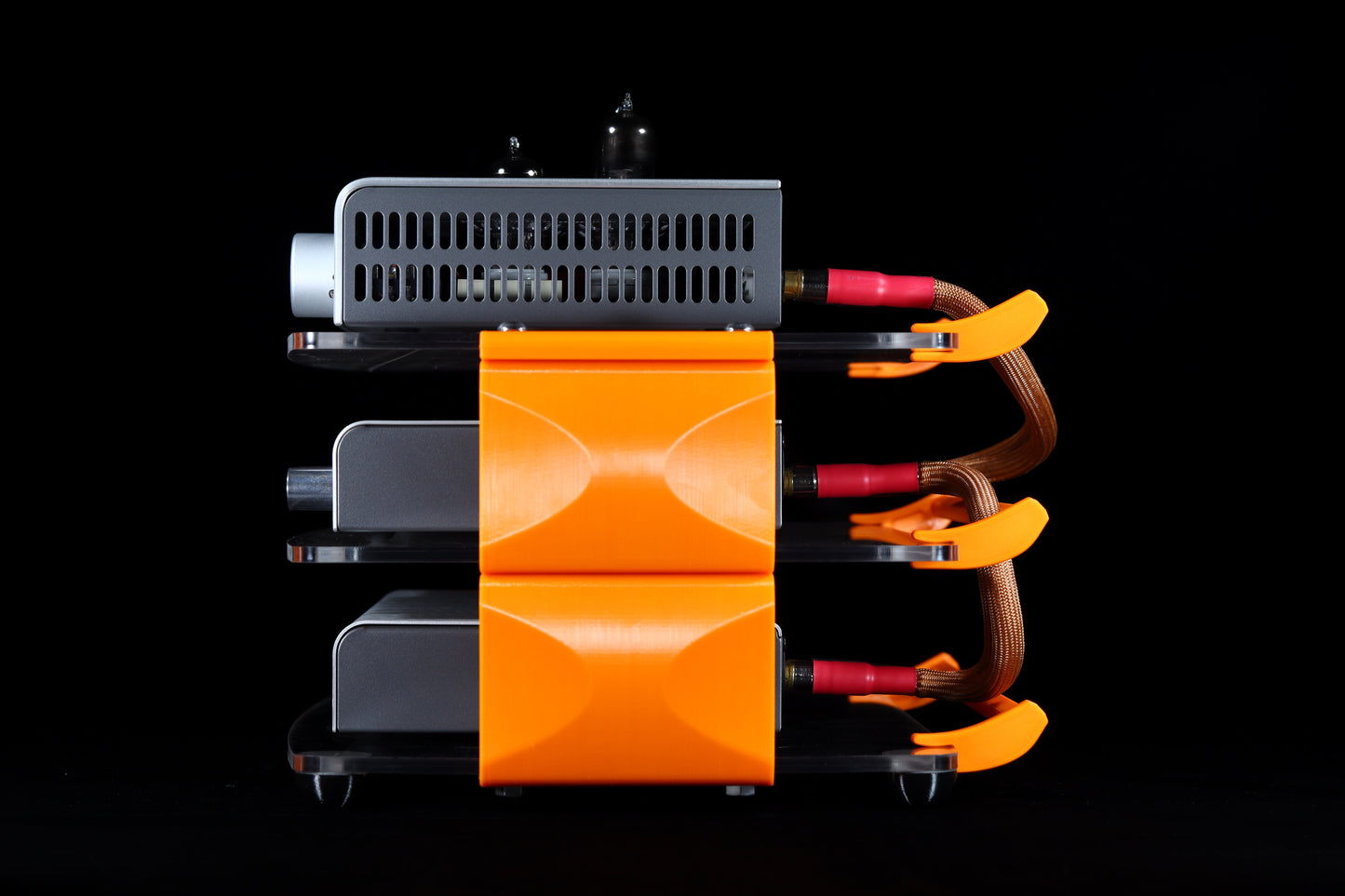 Large Desktop Audio Rack | External Brackets | Acrylic Shelves