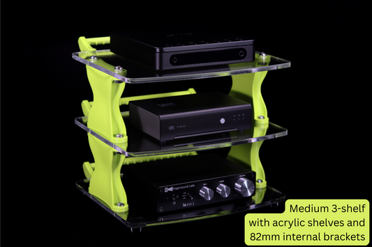 Medium Desktop Audio Rack | Internal Brackets | Acrylic Shelves