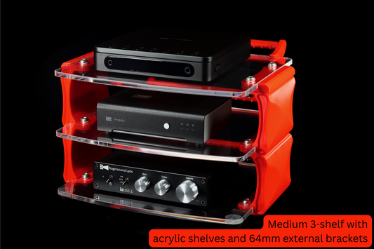 Medium Desktop Audio Rack | External Brackets | Acrylic Shelves